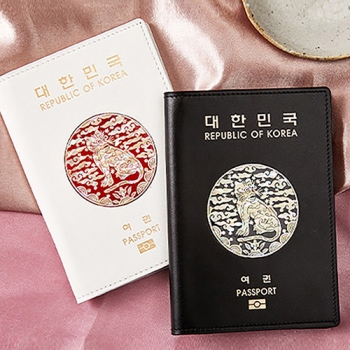 백호 자개 소가죽 여권케이스 3종 (레드/ 블랙 / 화이트) 1P